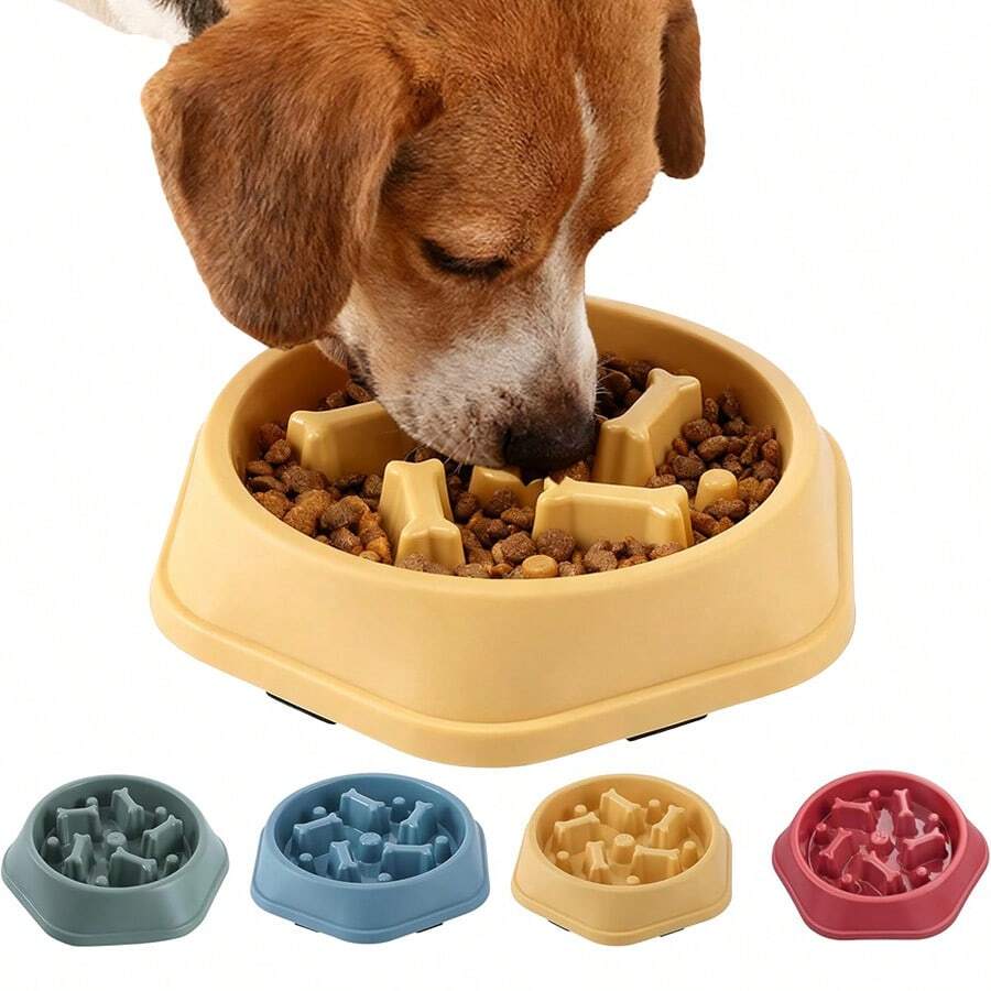 Anti-Choking Slow Feeder Dog Bowl | Non-Slip Interactive Pet Puzzle Bowl For Slow Feeding | Bloat Prevention Dog Food Dish For Small & Medium Dogs (Suitable For Lick Treats) - Màu vàng - Xem 1