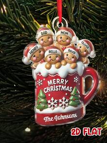 Catygift Individuelle Lebkuchen-Familien Weihnachtsornamente, personalisierte, individuell geformte Feiertags-Dekoration, Geschenk für Eltern, Sammlerstück 2025