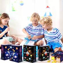 24 Paquetes Bolsas de Regalo de Espacio Exterior Recuerdo de Fiesta Espacial Bolsa de Planeta de Golosinas Dulces Suministro para Ni?o Fiesta Temática de Galaxia (Estilo de Espacio Exterior) - negro - Ver 5