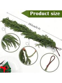 1pc - 6ft - Artificial Norfolk Pine Garland, Winter Pine Vine, Green Artificial Foliage Vine, Suitable For Tabletop, Fireplace, Wall, Indoor Stairs, Perfect For DIY Christmas Wreath, Christmas, Valentine's Day, Scene Setup, Indoor Decor, Suitable For Graduation Gift, Bachelorette Party Gift, Bridesmaid Gift, Father's Day Gift - Multicolor - View 14