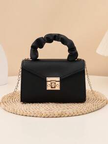 Soft Faux Fur Chain Strap Crossbody Bag, Casual Street Shopping Fuzzy Wristlet Handbag, Autumn/Winter - Black - View 2