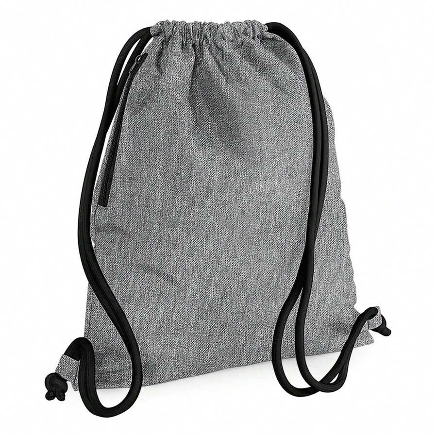 Bagbase Icon Drawstring Bag/Gymsac (Grey Marl/Black) - 100% Polyester - (BC3396) - Grey - View 1