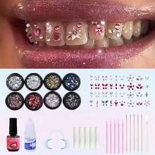 1 套/21 件可爱蝴蝶牙齿首饰套装带盒，Y2K 经典风格可爱牙齿时尚装饰，DIY 小众牙齿配件入门套件，男女通用（不含胶水） - 彩色 - 查看 1