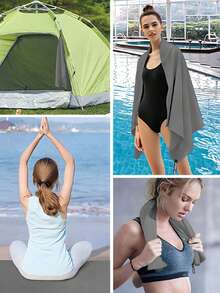 Casual Fitness Sports Towel, Quick-Dry Double-Sided Soft Yoga Mat Towel, Solid Color Portable Yoga, Fitness And Sports Mat Towel, Great Sports & Fitness Accessory, Suitable For Fitness, Sports, Beach, Yoga