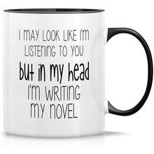 Mugs - WRT003 - White Mug With Black Handle and Interior - View 3