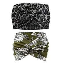 Set de 2 diademas anchas para mujer con flor de rosa y estampado de leopardo, diadema elástica bohemia antideslizante y que absorbe la humedad, adecuada para ejercicio, correr, trabajo, accesorios para el cabello, bufanda de invierno, cálidos bandanas para el cabello de mujer