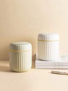 1 件迷你桌面垃圾桶带盖 - PP 圆形桌面垃圾桶适用于办公桌、办公室、咖啡吧 - 非电动小型塑料垃圾桶 - 彩色 - 查看 6