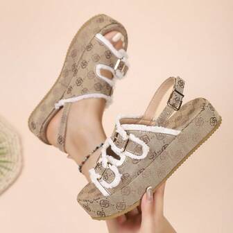 Women's Casual Flat Sandals With Ruffle Thick Soles, Beach, Strap, Party