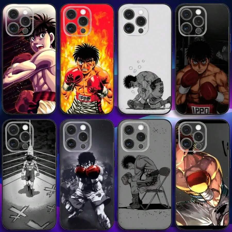 H-Hajime No Anime I-Ippo Phone Case Cover Compatible With  16e, 16, 15, 14, 13, 12, 11, Pro, X, XS, Max, XR, Plus, Mini Soft Black Cover - Compatible With  17 Case,  17 Pro Case,  17 Pro Max Case - Z3 - 查看 1