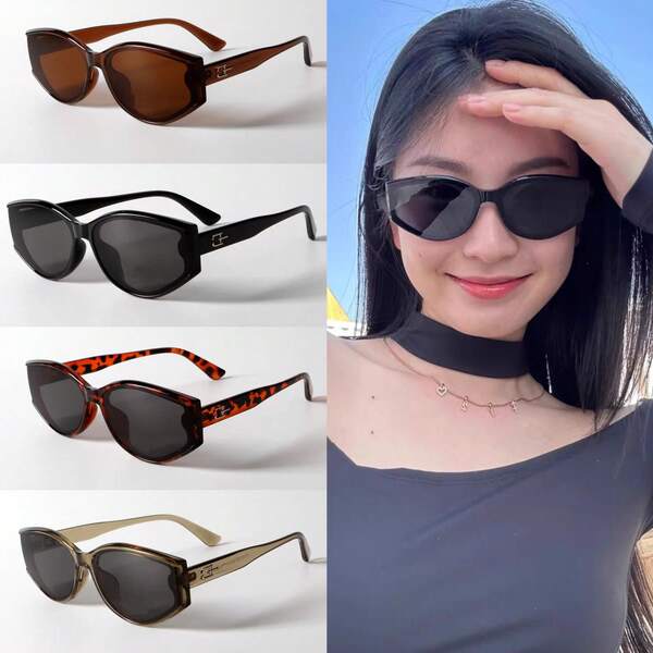 1 Pair Women's Cat Eye Retro Versatile Street Style Fashion Glasses , Suitable For Daily Wear, Beach, Party, Windproof