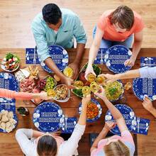 10/20/40/50 pièces, Assiettes en papier bleu marine pour anniversaire de 7 pouces et 9 pouces, Assiettes à dessert pour anniversaire bleu marine et argent pailleté, Décorations de fête bleue, Convient pour les assiettes à dessert pour les fêtes d'anniversaire des hommes et des femmes de 18/21/30/40/50 ans
