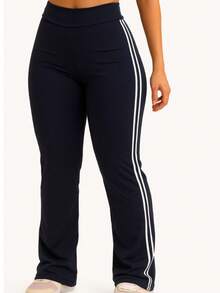 LEGGINGS BALLERINA FLARE PANTS WITH SIDE STRIPES - 黑色 - 查看 5