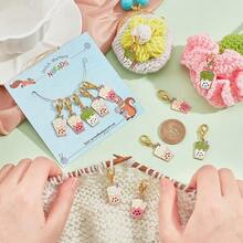 24 Pcs Milk Tea Cup Stitch Markers, Alloy Enamel Crochet Stitch Marker Charms Removable Locking Stitch Marker With Lobster Claw Clasps For Sewing Accessories Quilting Jewelry Making{"Color_name":"BobaMilkTea"} - 波霸乳茶 - 查看 5