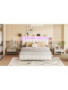 Bed Frames - White + Upholstery + 160cm*200cm - View 5
