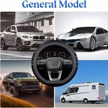 Funda para Volante en Forma de D, Funda para Volante de Coche, 15 Pulgadas, Transpirable, Antideslizante, con 1 pcs Toallas de Limpieza de Microfibra A - A - Ver 7