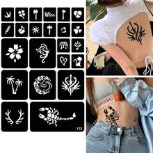 yikexuanli Bộ 3 miếng dán xăm Henna + Khuôn xăm rỗng, Nhiều mẫu, Vẽ nghệ thuật cơ thể, Bộ dụng cụ xăm tạm thời bán vĩnh viễn, Khuôn xăm tự làm, Phù hợp cho hình xăm tạm thời nam/nữ, Trang trí ngày lễ - Nhiều màu - Xem 13