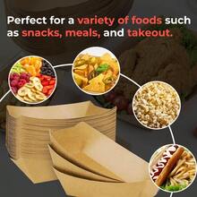 - Bandejas de papel kraft para alimentos, bandejas resistentes a fugas, unidades, ideales para todo, desde papas fritas y hamburguesas hasta ensaladas y postres, - Marrón - Ver 3