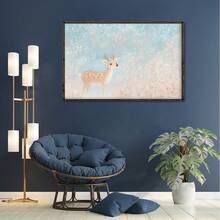 1pc Canvas Painting, Christmas Reindeer Mural Girl Christmas Decoration Pink Christmas Print, Wall Art Print, Home Decor, Perfect Holiday Gift For Him Or Her, Canvas Wall Art,Posters For Room,Home Decor,Room Decor Aesthetic,Room Decoration Stuff.Optional Frame, Room Decor