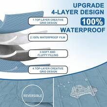 YSTYLE 100% Waterproof 2/3/4 Seater Sofa Cover With Peninsula, Universal Reversible Corner Sofa Cover - Baby Blue - View 3