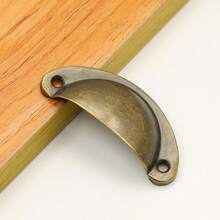 No Drill Vintage Bronze Tone Drawer Pull Handle, Retro Cabinet Door Knob, Semicircle Shell Shaped Cupboard Pulls - Bronze - View 5