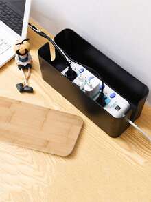 1pc Plastic Cable Organizer Box With Wooden Lid, Cable Management Box For Hiding Wires, Power Cord Storage Box, High Quality, Easy To Use, Durable And Sturdy, Home Kitchen Utensils, Home Decor, Gift For Men, Suitable For Bedroom, Bathroom, Office, Kitchen, Living Room, Office, Engineering Office - Multicolor - View 9