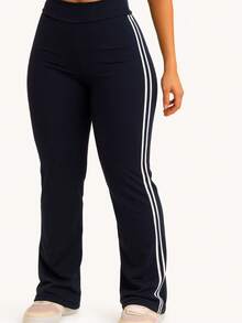 LEGGINGS BALLERINA FLARE PANTS WITH SIDE STRIPES - 黑色 - 查看 7