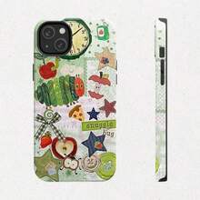 Curious Georgeee Cute Collage Phone Case - Colorful Caterpillar Fruits Pizza Stars Whimsical Patterns Compatible With IPhone 7-16 &  Galaxy S21-S25  Gift For Him Her - 混合色1 - 查看 4