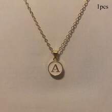 Gold Exquisite Stainless Steel Shell Letter Pendant Necklace, Optional From A-Z, Round Head Pendant Necklace With Waterproof Collarbone Chain, Suitable For Daily Wear