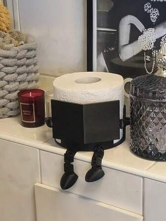 Creative Humanoid Toilet Paper Holder Stand - Funny Sitting Pose Design, ABS Plastic, Bathroom Tissue Storage / Novelty Home Decor / Desktop Organization For Families/Adults/Teens, Bathroom/Bedroom/Living Room, Halloween/Thanksgiving/Christmas, Gifts For Friends/Family/Hostess, Minimalist Ins Style (Toilet Paper Holder/Bathroom Organizer/Funny Home Decor/Gag Gifts/Unique Gifts/Bathroom Accessories/Desktop Organizer)