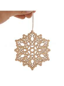 10pcs Christmas Snowflake Decorations, Unfinished Wooden Snowflake Pieces, Blank DIY Christmas Ornaments, Party Favors, Indoor Craft Decor