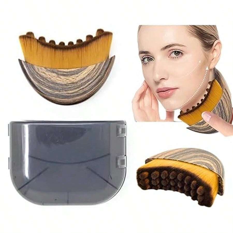 Lymphatic Drainage Face Brush – Dry Brushing Massager For Facial Contouring & Jawline Sculpting – Ergonomic Design For Precise Skin Fit & Fatigue Relief - 棕色 - 查看 1