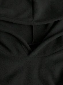 Women's Autumn/Winter Casual Pullover Sweatshirt, Loose Fit Long Sleeve Top, Minimalist Design, Fleece Hooded, Suitable For Gym, Running, Commuting And Daily Wear - Black - View 4