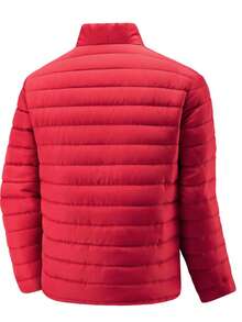 1件男士秋冬多功能立领摩托车长袖加厚棉服，加厚保暖轻便棉质外套 - 紅色 - 查看 2