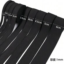 5/10 Yard/Cuộn Dây thun đen siêu mềm và bền - Dây thun dệt 8 lớp dày, Thích hợp cho đồ thủ công DIY và các dự án may vá, Vật liệu tự làm dây thun thắt lưng, Phụ kiện quần áo, Dây thun thắt lưng quần/váy, Nhiều kích cỡ có sẵn - màu đen - Xem 10