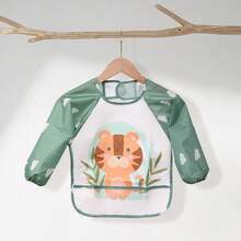 Baby Bibs, Waterproof Long Sleeve Reversible Striped Cartoon Feeding Smock For Toddler Boys & Girls, Easy Clean - Multicolor - View 4