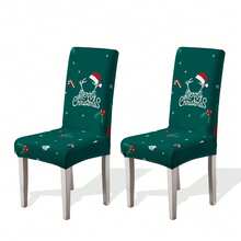 1/2/4/6/100 piezas Fundas para sillas de comedor navideñas, fundas elásticas, extraíbles y lavables para el hogar, hotel, fiesta - Multicolor - Ver 25