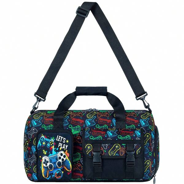 Reise Doppelschicht Tasche - Strapazierfähiger Polyester Fitnesstasche, mit verstellbarem Schultergurt, großer Kapazität geeignet für Sport, Outdoor und Reisen, Reisetasche erscheint als Essentiell - Spielekonsolen Reisetasche