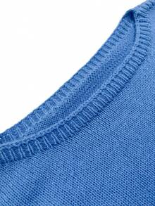 2025秋冬新款休闲时尚复古3D立体花朵针织套头衫女式秋冬休闲长袖上衣女式冬季毛衣新年女式万圣节圣诞节 - 藍色 - 查看 9