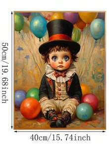 1 Set Beginner DIY Adult Number Painting Kit - Includes Paints, Canvas, Brushes And Instructions | Whimsical Clown With Balloons Oil Painting | 40x50cm/15.7x20in Frameless For Home Decor, Family Activity, Father's Day, Mother's Day, Holiday Gift - Multicolor - View 2