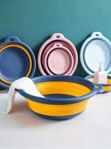 1 pièce Cuvette de lavage pliable portable, rangement pratique, évier pliant rond économise de l'espace, cuvette de lavage pliable en plastique polyvalente et portable pour la vaisselle, le camping, les voyages, la lessive, cuvette pliante pour la rentrée scolaire