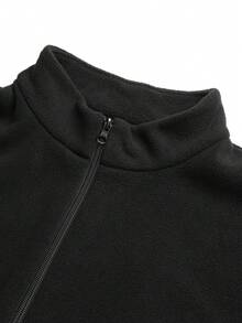 Outdoor Sports Jacket, Casual Thermal Lined Zipper Jacket, Solid Color Long Sleeve Fitness Outerwear, Jogging Running Versatile Stylish Warm Streetwear