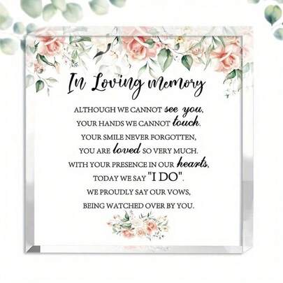 Wedding Memorial Sign In Loving Memory Wedding Sign 3.94 X 3.94 Inch Wedding Decor Acrylic Memorial Gifts Sign With Stand Rustic For Reception Funeral Memorial Loss Wedding Decor Seasonal Decoration:Collectible Figurines