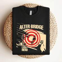 180g pure Cotton Alter Bridge the last hero For Fans All Size T Shirt 1RT654 Print Round Neck Short Sleeve Stretched Slightly Summer female fashion women Comfortable Soft graphic Casual designer clothes Versatile Stylish Top For Everyday Wear Unisex - Negro - Ver 4