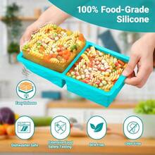 Silicone Freezer Tray With Lid U2013 2 - Cup Soup Freezer Container Molds, Large Cube Trays Freezing Soup, Sauce Broth, Meal Prep Food Storage U2013 Oven Dishwasher , 2 - Pack - hồ xanh - Xem 4