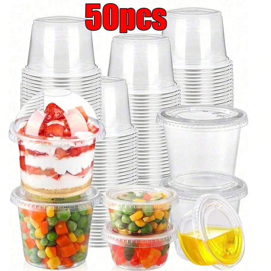 20/50PC Disposable 10oz Transparent Plastic Cups, Plastic Dessert Cups With Dome LIDS, Yogurt Jelly Cups, Leak-Free Independent Party Snack Cups, Suitable For Cakes, Puddings, Mousse, Milkshakes, Yogurt, Ice Cream, And Fruits - trong suốt - Xem 1