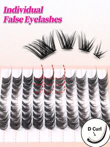 80pcs/Set High Volume Anime False Eyelashes, D Curl Natural Soft Lashes Suitable For Daily, Party Makeup, Cat Eye & Fairy Style, Ideal For Daily Life, Wedding, Date, Party, Music Festival, Christmas, Halloween - D - 查看 3