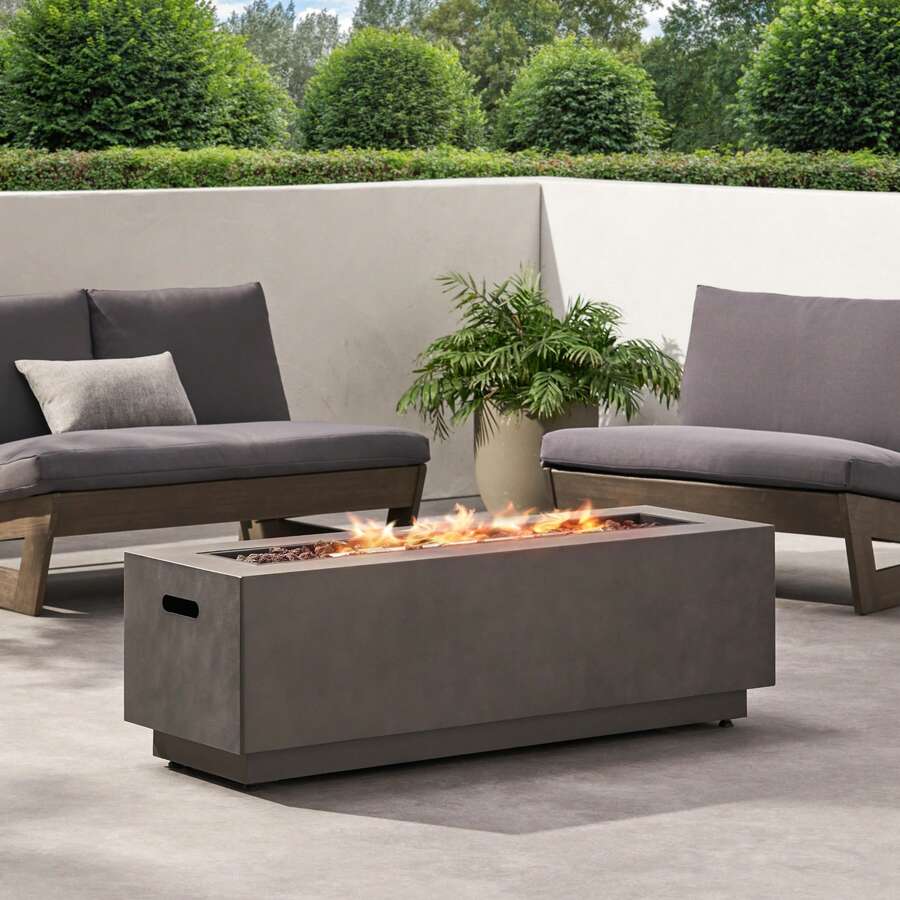 RECTANGULAR IRON FIRE PIT - 50000BTU (Tank Cover Not Included)
