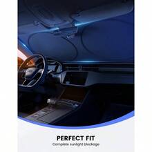 Parasol para Auto Parabrisas u2013 Sol de 4 Capas 240T y Parabrisas Reflectante, Fcil de Instalar, Plegable, 64x34 Cubre Sol para Auto, Parasol Automovil para Medium Sedan, SUV - 64" x 34" - Ver 4