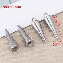 10pcs/Pack Stainless Steel 0.6x1.5cm Cone Shaped Pendant With Single Hole And Small Ring, Cool Tone Accessories For Diy Neutral Earrings, Necklaces, Body Chains - Silver - View 6