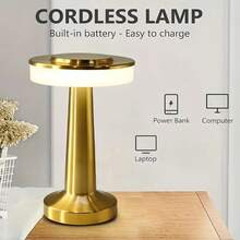 1pc Rechargeable Wireless Desk Lamp With 3 Color Smooth Dimming, Portable LED Lamp With Modern Metal Design, Touch Control, Suitable For Dining Room, Bedroom, Outdoor, Patio, Bedroom, Reading, Living Room - Multicolor - View 12